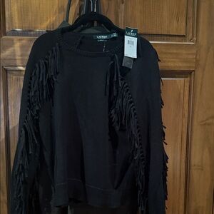 Ralph Lauren Black Fringe Sweater